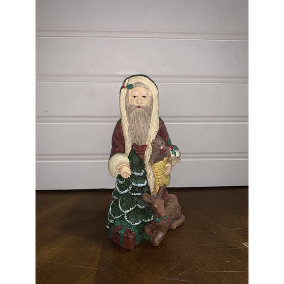 Christmas Santa Claus Figurine Deer Tree Basket - Picture 1 of 6